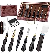 Tlkkue Leather Working Edge Finishing Tool and Supplies with Professional Toolbox Including Leath...