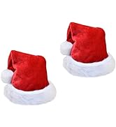 Andiker Kids Santa Hat, 2pc Soft and Gloss Fluffy Christmas Hat Thicken Classic Red Holiday Hat w...