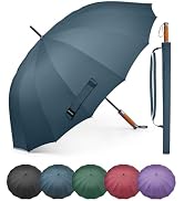 G4Free 54 Inch Strong Windproof Large Umbrella for Rain 16 Ribs Stick Umbrellas Auto Open Wooden ...