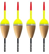 Alwonder 4-Pack Fishing Bobbers Floats, Buoyant Balsa Wood Body Spring Fishing Floats and Bobbers...
