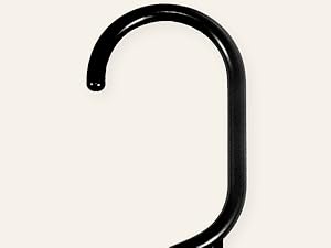 Heavy-duty hook grips round, oval, and square closet rods securely. Fits standard and thick bars.
