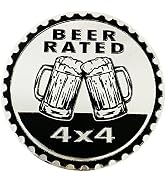 Beer Badge Rated Car Emblem, 4 x 4 Metal Automotive Badge 3D Metal Car Badges Emblems Round Emble...