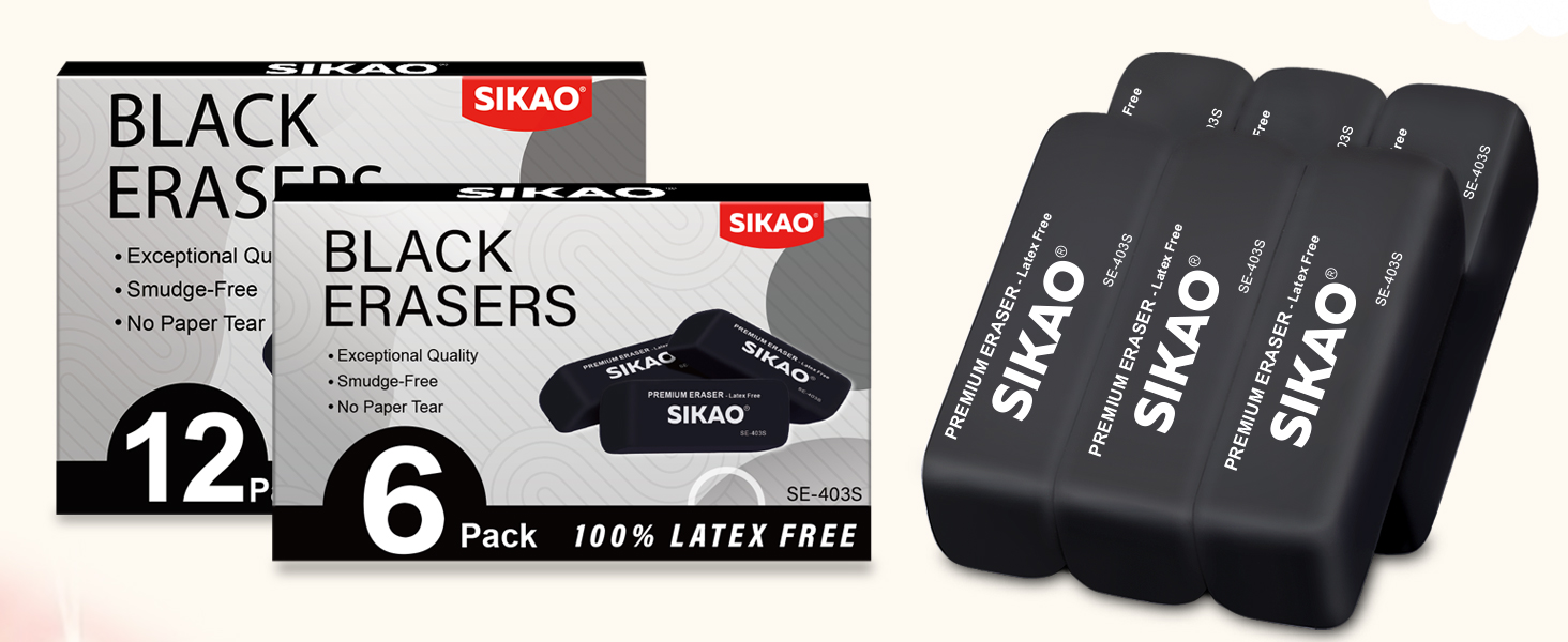 03 Sikao Pencil Erasers for Kids -403S BLACK PCA+