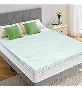 PERLECARE Medium Firm Mattress Topper Queen- 3 Inch Bamboo Memory Foam Bed Topper for Pressure Re...