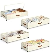 Yecaye Under Bed Storage with Wheels, 4 Pack Under Bed Storage Containers with Adjustable Divider...