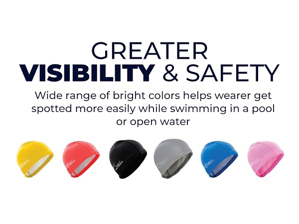 AqtivAqua Spandex Swimming Cap with Protective Layer // Swim Cap for Men Women