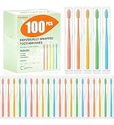 Fresings 100 Pack Disposable Toothbrushes Bulk – Individually Wrapped Soft Bristles Single Use fo...