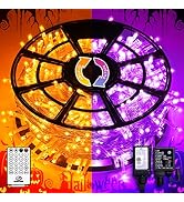 JMEXSUSS 168ft 600 LED Halloween String Lights Outdoor, Orange Purple Halloween Lights Clear Wire...