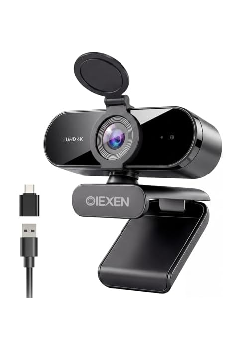 OIEXEN 4K Ultra HD Webcam with 1/2.8''CMOS Sensor,PDAF Auto Focus 1080P@60FPS,Dual Noise-Cancelin...