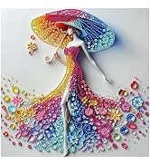 DIADAY Special Shape Diamond Painting Kit, Elegant Woman with Umbrella Diamond Art Kits for Adult...