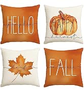 AVOIN colorlife Hello Pumpkin Fall Happy Harvest Maple Leaf Throw Pillow Covers, 18 x 18 Inch Pil...