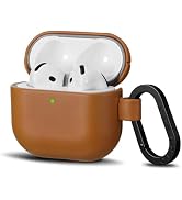 ORNARTO Compatible with AirPods 4 Case, Full Protective Vegan Leather Cover for AirPods 4th Gener...