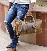 Handmade Leather Travel Duffel Bag - Airplane Underseat Carry On Bags by Rustic Town
