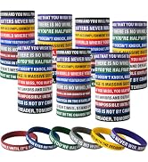 Inspirational Quote Bracelets - 100 Pcs, Motivational Silicone Wristbands for Fitness, Sports, Te...