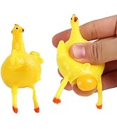2 Pcs Mini Funny Chicken Keyring Keychain, Rubber Squeeze Chicken Pendant for Bags Keys, for Hand...