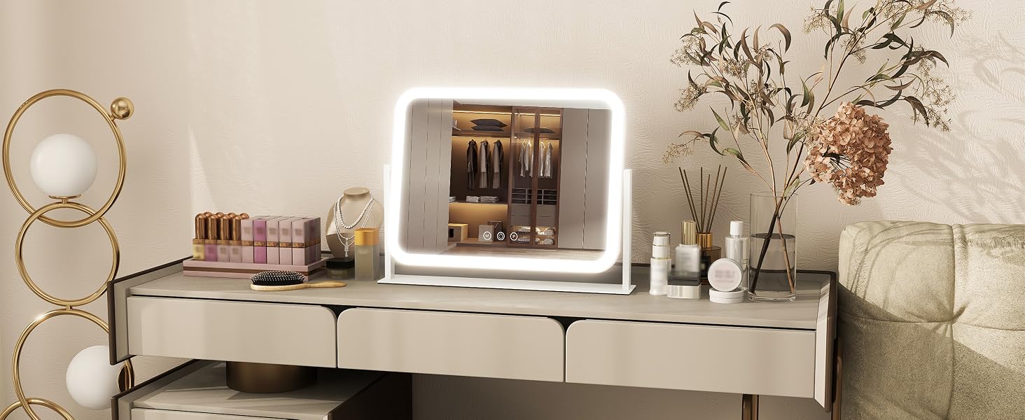 mirror for desk with lights