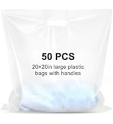 Maitys 50 Pcs 20"x20" Large Clear Plastic Bags with Handles Merchandise Shopping Bags for Small B...