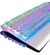 RK ROYAL KLUDGE S108 Typewriter Gaming Keyboard, Retro RGB Mechanical Keyboard, Full Size Wired K...