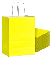 Bakepacker 24Pcs Paper Gift Bag with Handles Bulk Yellow Paper Bags Multiple Uses (8.3"x6"x3.15",...