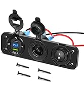 Nilight 4 in 1 Charger Socket Panel PD Type C and QC 3.0 USB Charger with LED Voltmeter Display a...