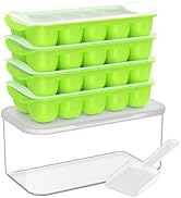 DOQAUS Ice Cube Tray with Lid and Bin - 4 Pack Ice Bucket Kits, Stackable Silicone Ice Trays for ...