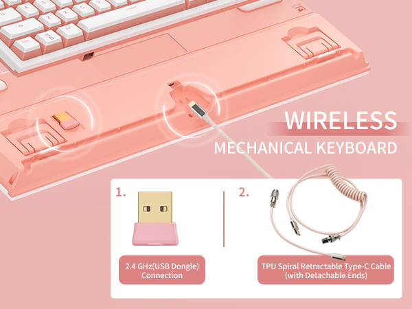 Wireless Mechanical Keyboard, RGB Hot Swappable Customizable Backlit Gaming Keyboard