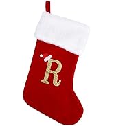 20 Inches Monogram Christmas Stockings with Letters, Large Super Soft Christmas Stockings Red Vel...