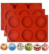 Wilewir 4Inch Round Silicone Mold for Baking, 3Pcs Silicone Muffin Top Pans for Baking Muffin Top...