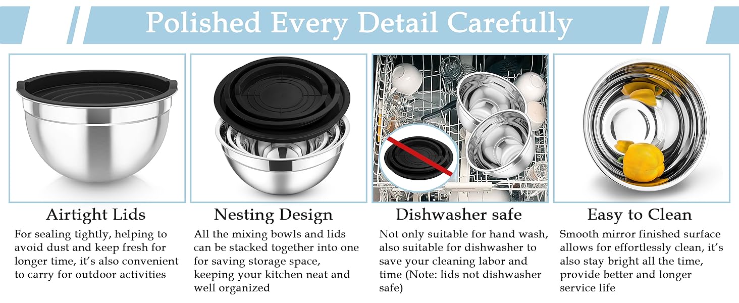 Airtight lids & nesting design