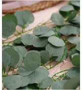 CQURE 24 Pack Eucalyptus Garland, Artificial Greenery Garland Faux Eucalyptus Leaves Table Vines ...