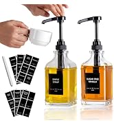 Alotpower 2-Pack 16oz Glass Coffee Syrup Dispenser Bottles, Empty Square Dispenser for Coffee Bar...