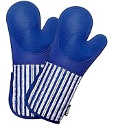 Alselo Silicone Oven Mitts Heat Resistant 932? with Waterproof & Non-Slip Kitchen Mittens, Set of...