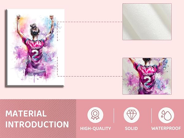 3Pcs Girl Graffiti Soccer Canvas Wall Art