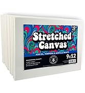 10 Pack Stretched Canvases for Painting, 9x12 Blank Rectangle Canvas Boards, Ideal for Acrylic, O...