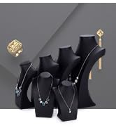 Oirlv Black Leatherette Necklace Pendant Chain Jewelry Bust Display Holder Stand (H15.34)