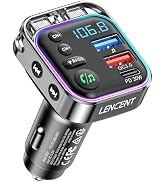 LENCENT Bluetooth 5.3 FM Transmitter Car Adapter 48W (PD30W & QC18W) Fast Charger, Light Switch, ...