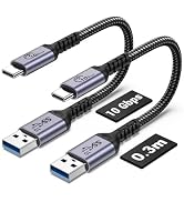 SUMPK Android Auto USB C Cable 10Gbps 1FT 2 Packs, USB C 3.1 Gen 2 Cable 3A Fast Charging Compati...