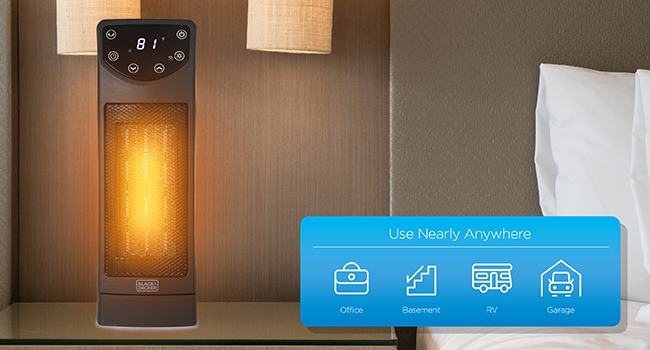 BLACK+DECKER Oscillating Space Heater, Portable Heater with Remote Control