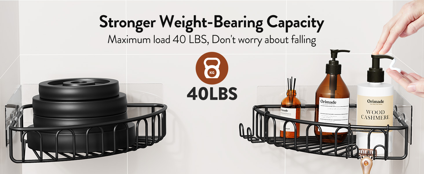 Adhesive Shower Shelves for Inside Shower No Drilling 2 Pack Silver Only for 90-Degree Corner