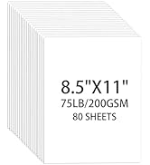 White Cardstock 8.5 X 11, 80 Sheets Card Stock, 75lb/ 200gsm Copy Paper, Cardstock Printer Paper ...
