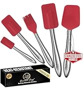 5pcs Silicone Spatula Cooking Utensils Set with Stainless Steel Handles, Premium Heat-Resistant K...