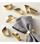 Cuff Brushed Gold Napkin Rings Set of 4, Modernist Napkin Ring Holder for Wedding, Banquet, Metal...