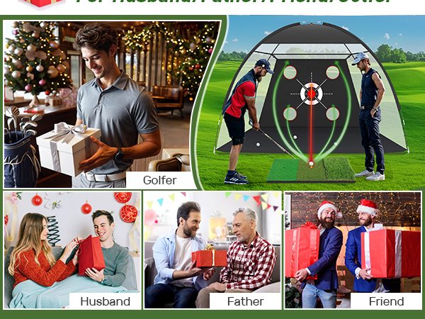 Golf Net, 10x7FT with Golf Practice Mat, Hitting Aid Nets Indoor– Gifts for Men/Dad/Him