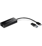 TRENDnet 2.5G USB-C to RJ-45 Ethernet Adapter, 2-in-1 Adapter Compatible with USB C/Thunderbolt 3...