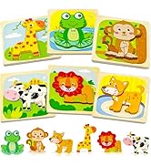 Benresive Wooden Toddler Puzzles Ages 1-3, Montessori Toys for 1 2 3 Year Old Boys Girls, 6 Pack ...