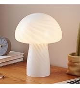 Brightech Mushroom Table Lamp 12.75" - Elegant Modern Glass Lamp for Bedside Tables, Nightstands,...
