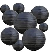 BEISHIDA Black Round Paper Lanterns Decorative Hanging Asia Chinese Japanese Paper Lanterns Lamp ...
