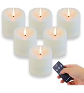 TECHLONG 3"x3" Flickering Flameless Candles Waterproof, Battery Operated Candles with Remote Time...