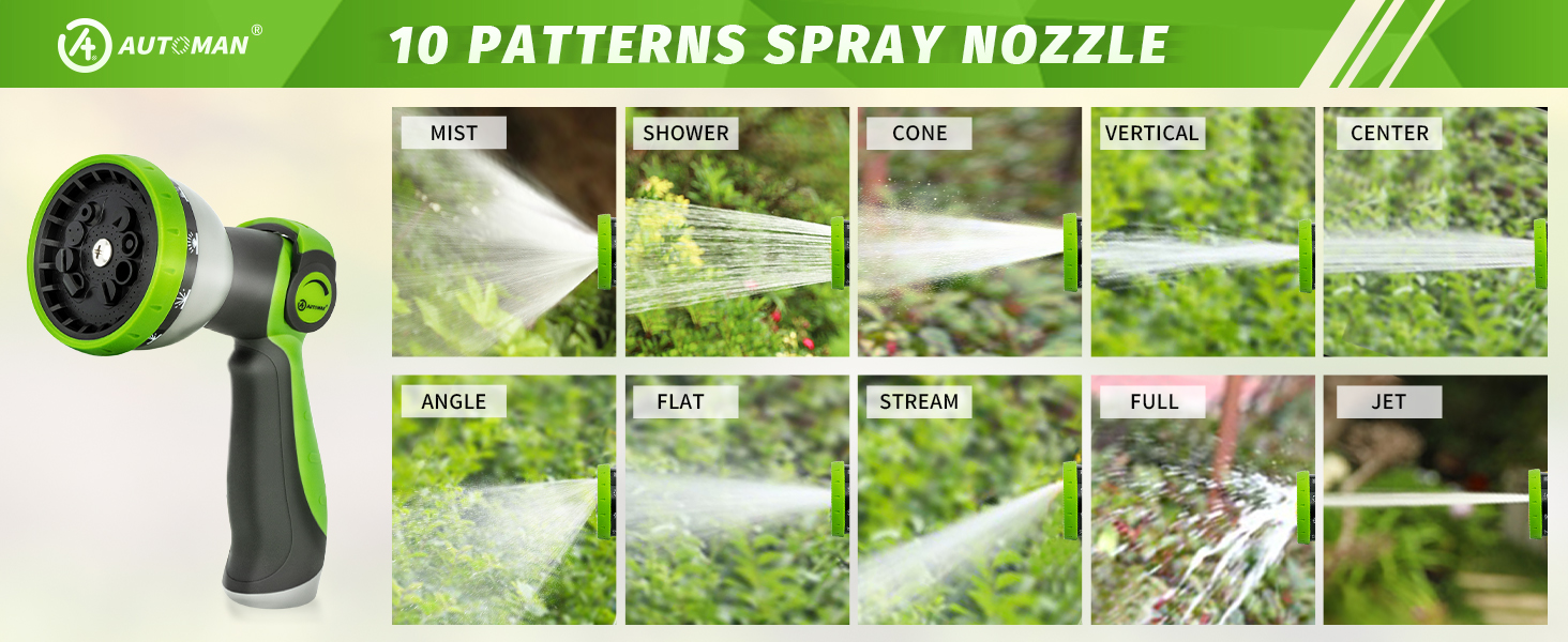 10 patterns' garden nozzle watering sprayer, thumb control design
