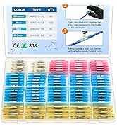 230 Pcs Heat Shrink Butt Connectors, Marine Grade Waterproof Wire Connectors Kit, Tinned Copper T...